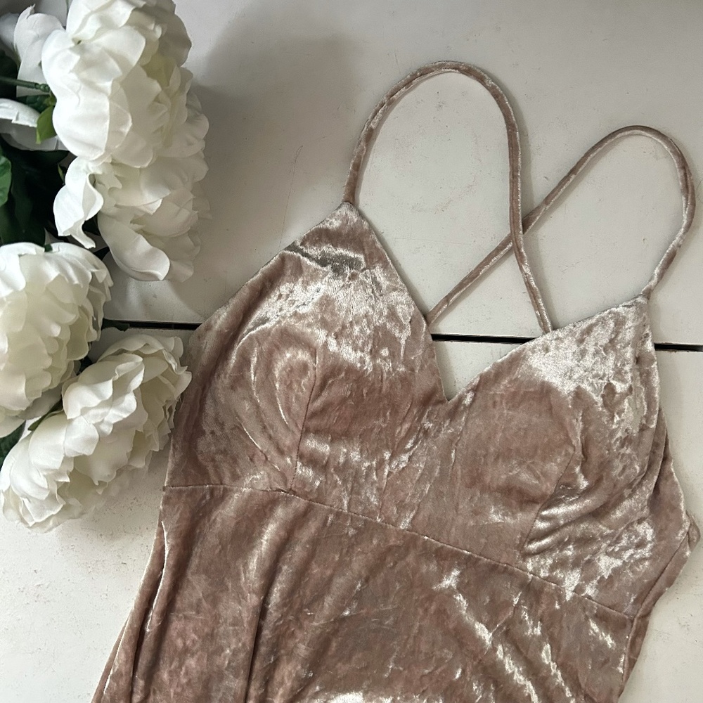 GUESS midi tan pinky velvet dress _Large Back design V